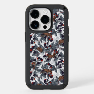 Mice and blackberries on white speck iPhone 14 pro case