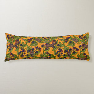 Mice and blackberries on yellow body pillow