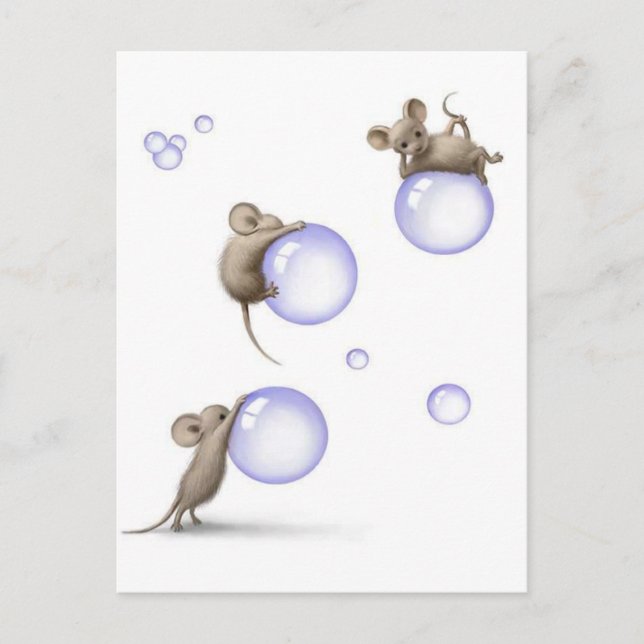 Mice and bubbles postcard (Front)