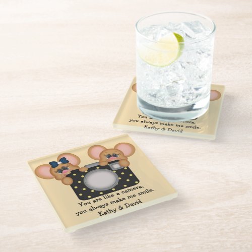 Mice and Camera Glass Coaster