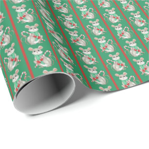 Mice and Candy Canes Wrapping Paper