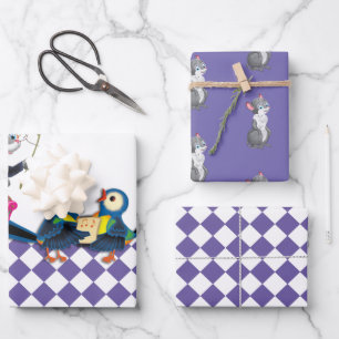 Mice and squirrels play a concert wrapping paper sheets