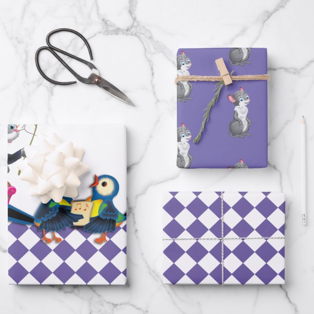 Mice and squirrels play a concert wrapping paper sheets (Front)