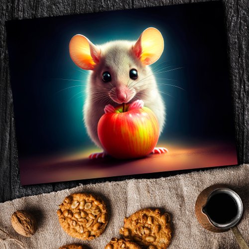 Mice animal apple bright nature beautiful funny  postcard