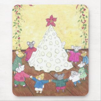 Mice around a Cheese Christmas Tree Mouse Pad
