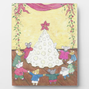Mice around a Cheese Christmas Tree Plaque