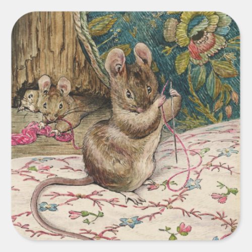 Mice At Work _ Beatrix Potter Square Sticker