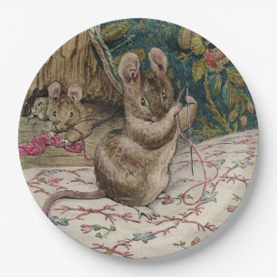 Mice at Work Threading the Needle (Beatrix Potter) Paper Plates