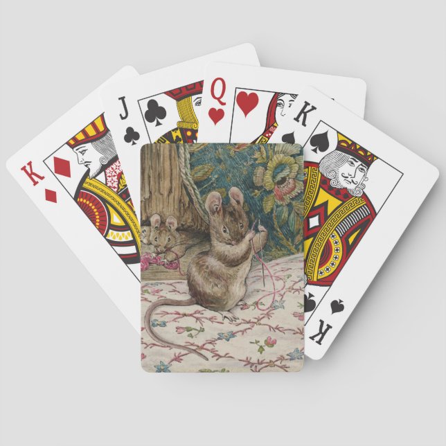 Mice at Work Threading the Needle (Beatrix Potter) Poker Cards (Back)