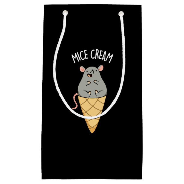 Mice Cream Funny Ice Cream Pun Dark BG Small Gift Bag (Front)