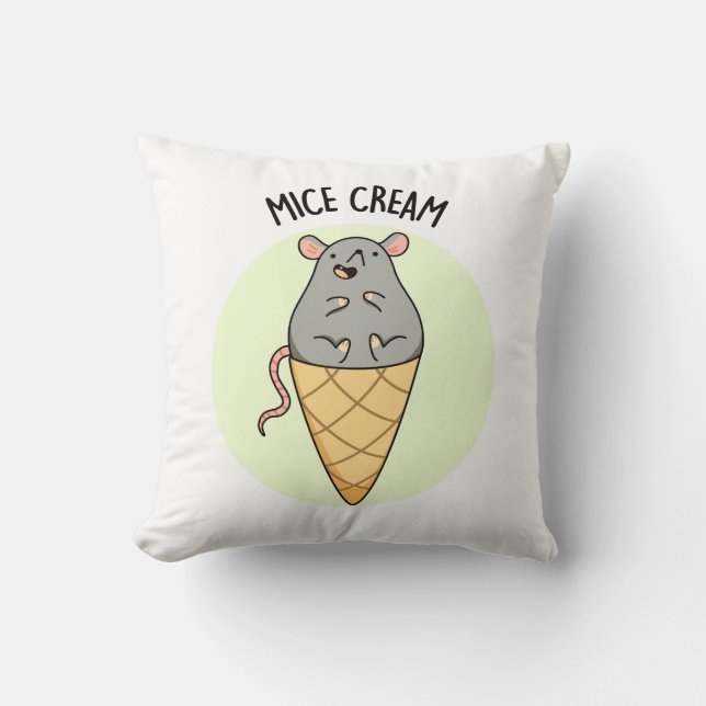 Mice Cream Funny Ice Cream Pun  Throw Pillow (Front)