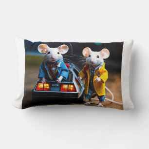 mice dressed as Back to the future movie. Lumbar Pillow