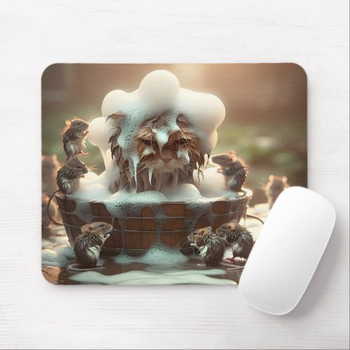 Mice Giving A Cat A Bath Mouse Pad