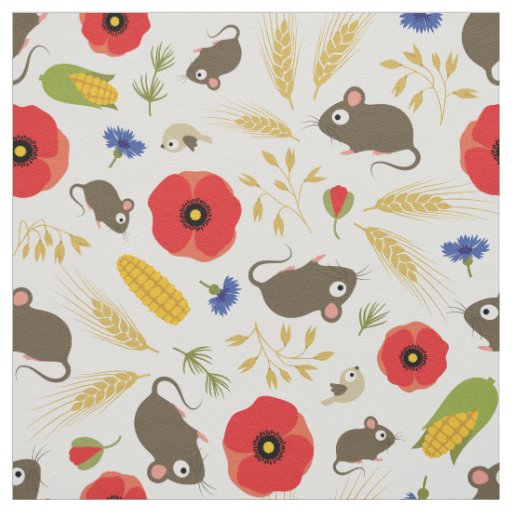 Mice in Grain Field Fabric