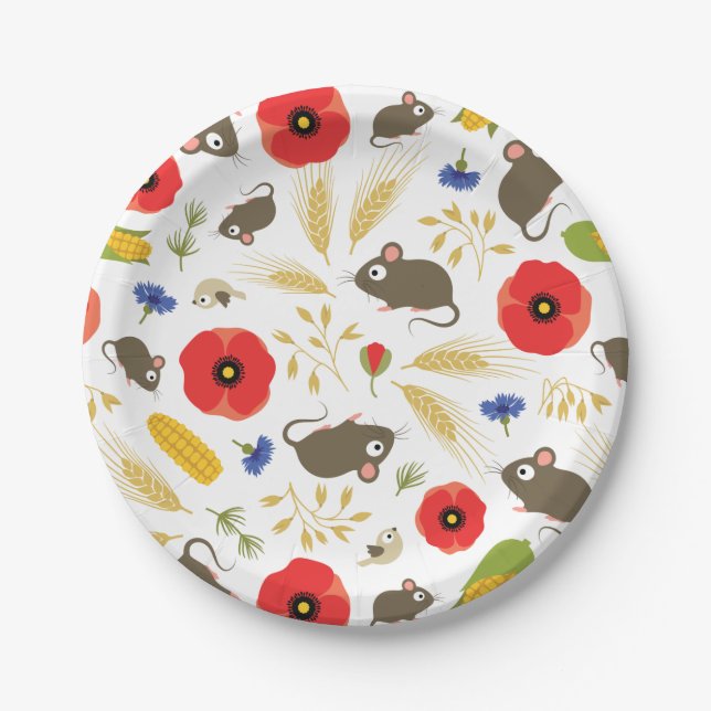 : Mice in Grain Field Paper Plates (Front)