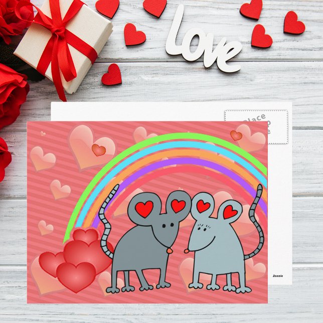 Mice in Love Valentines Holiday Postcard (Mice in Love Valentines Holiday Postcard)