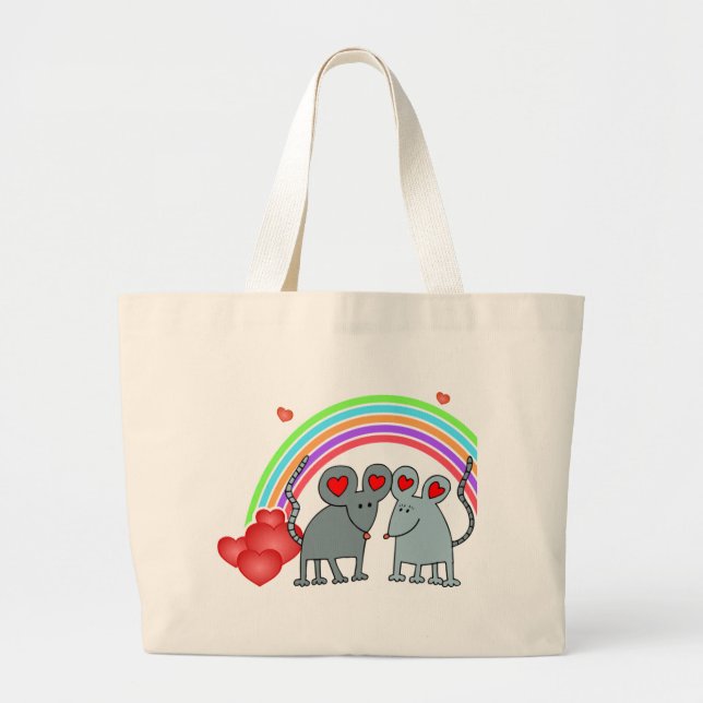 Mice in Love Valentines Large Tote Bag (Front)