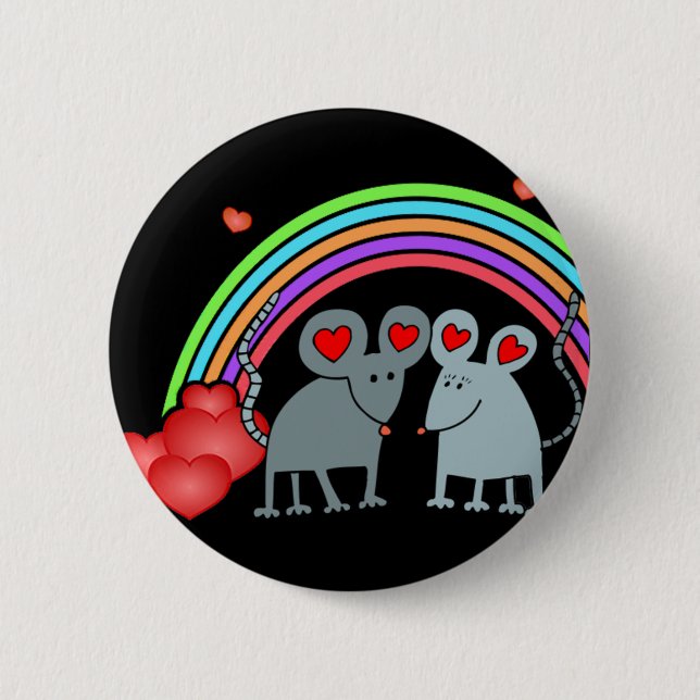 Mice in Love Valentines Pinback Button (Front)