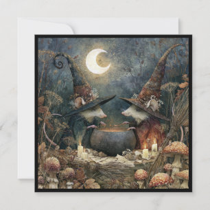 Mice in Witch's Hats Halloween Party Invitation