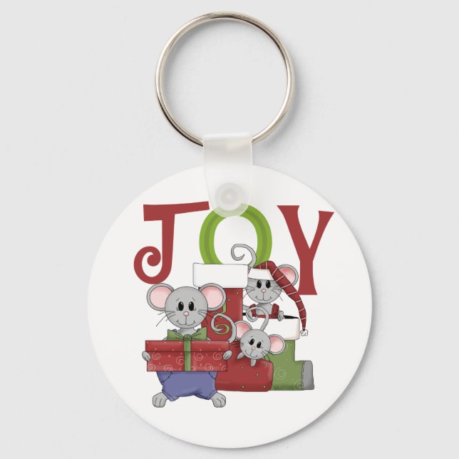 Mice JOY Christmas T-shirts and Gifts Keychain (Front)
