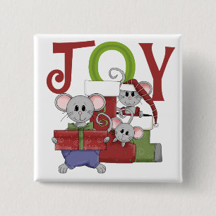 Mice JOY Christmas T-shirts and Gifts Pinback Button