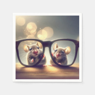 Mice Looking Through Big Glasses Napkins