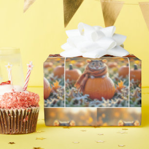 Mice On Autumn Pumpkins Wrapping Paper