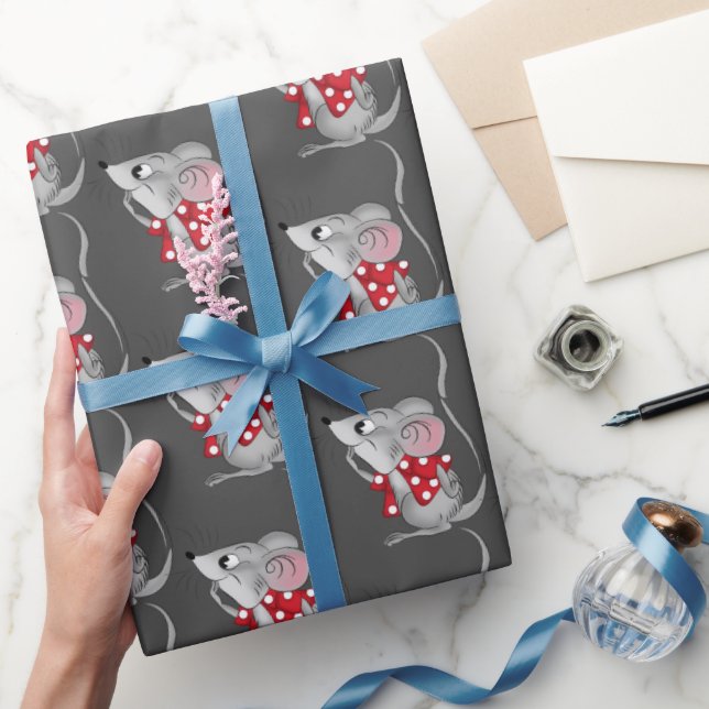 Mice on Gray Wrapping Paper (Gifting)
