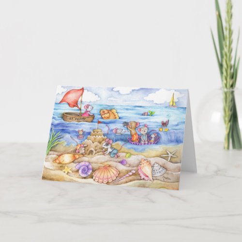 Mice on the Beach Summer Card
