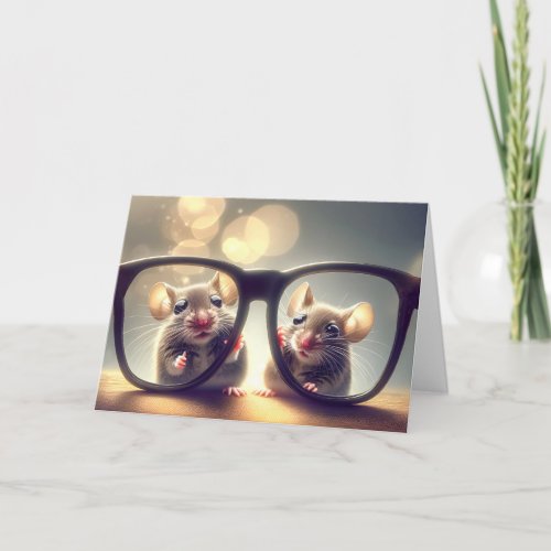 Mice Peering Through Glasses Birthday Card