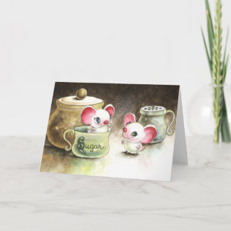 Mice Playing with Sugar Card