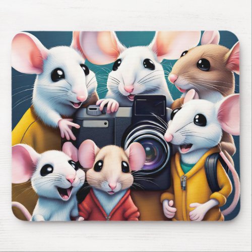 Mice Posing With A Camera Mouse Pad
