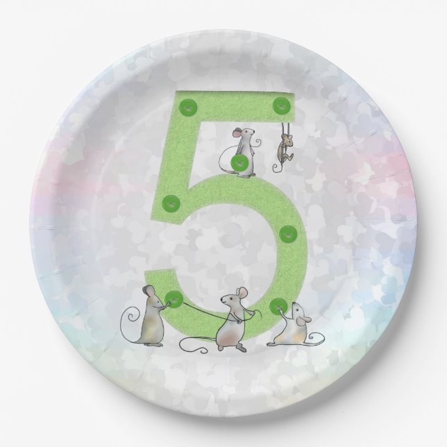 Mice sew five  paper plates (Front)