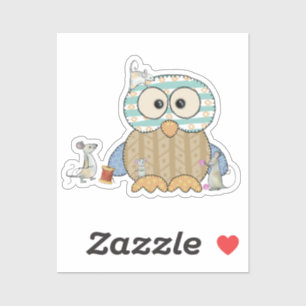 Mice sew owl sticker