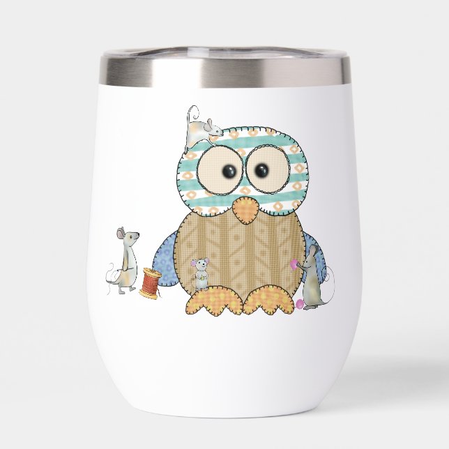 Mice sew owl thermal wine tumbler (Back)