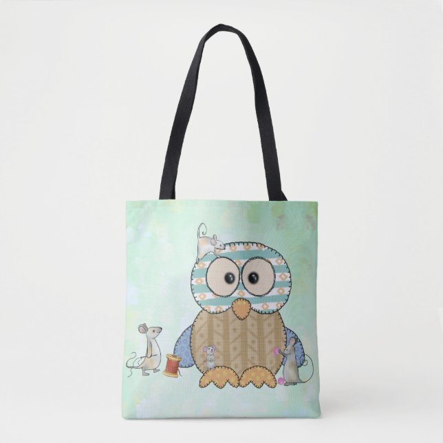 Mice sew owl tote bag (Front)