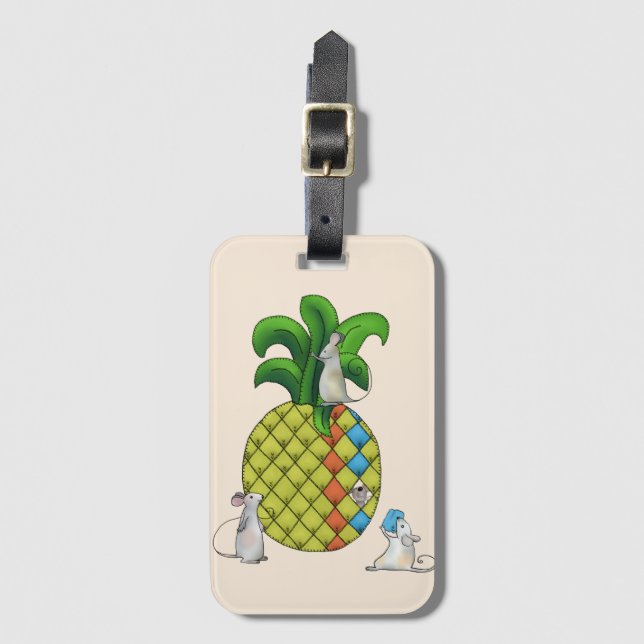 Mice sew pineapples luggage tag (Front Vertical)
