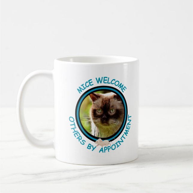 Mice Welcome Other by Appointment Cat Personalized Coffee Mug (Left)