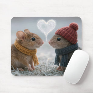 Mice With a Frosty Heart Mouse Pad