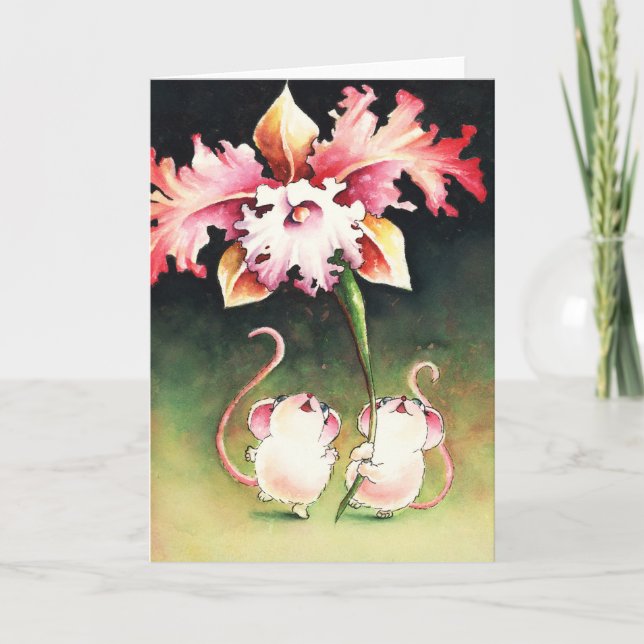 Mice with Flower Card (Front)