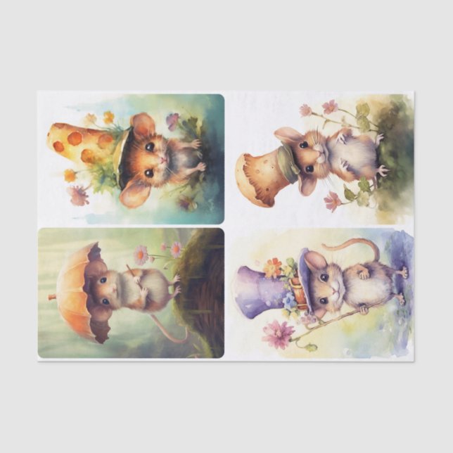 Mice with Hats  Tissue Paper (Front)