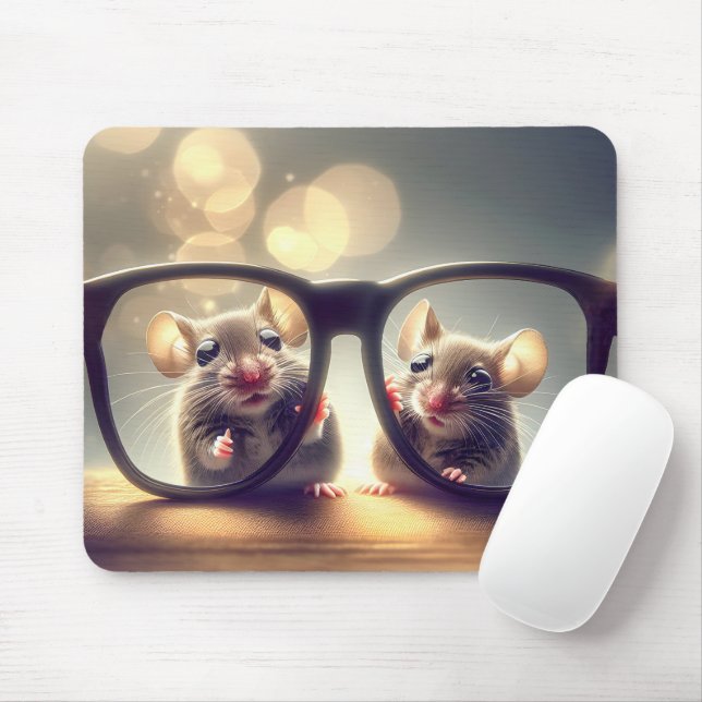 Mice With Oversized Black Glasses  Mouse Pad (With Mouse)