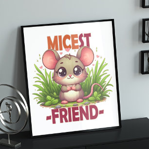 Micest Friend funny pun Cute baby Mouse cartoon Photo Print