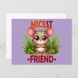Micest Friend funny pun Cute baby Mouse cartoon Postcard
