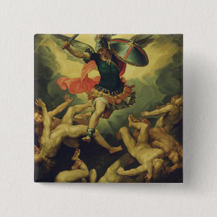 Michael and the fallen angels by Giuseppe Cesari Button