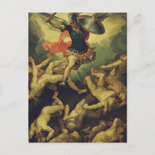 Michael and the fallen angels by Giuseppe Cesari Postcard