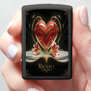 Michael Golden Heart & Lilies Zippo Lighter