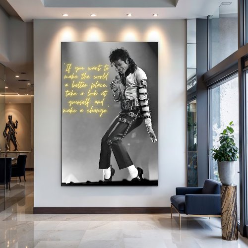 Michael Jackson Man in the mirror Quote Photo Print