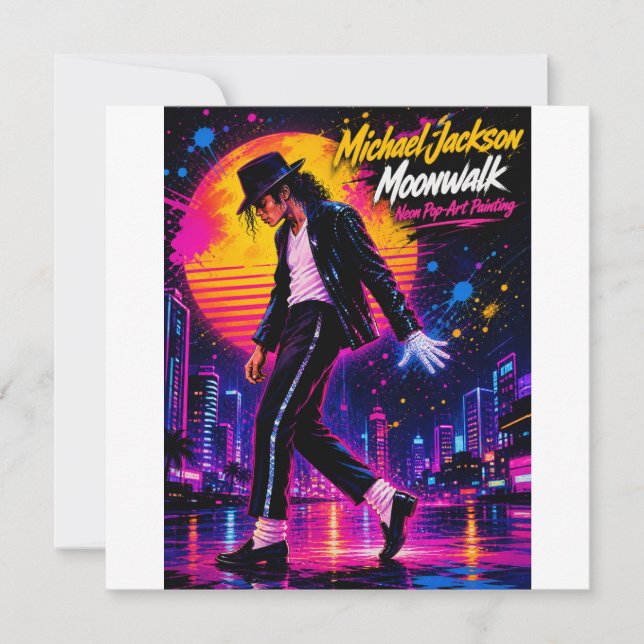Michael Jackson Moonwalk King of Pop Retro Tribute Holiday Card (Front)