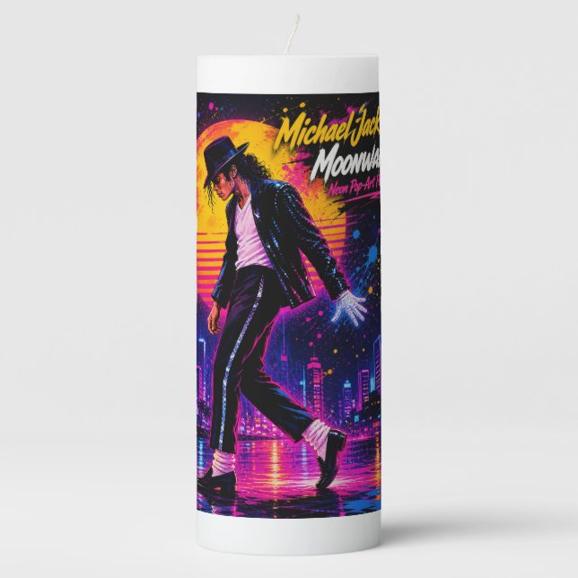 Michael Jackson Moonwalk King of Pop Retro Tribute Pillar Candle (Front)